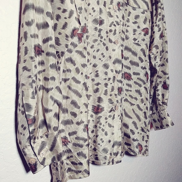 Silk Icon 💯 silk button down blouse shirt size s - Picture 4 of 5